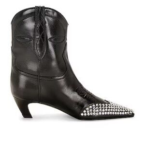 KHAITE Black Leather Studded Heeled Boots